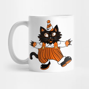 Black White and Orange Halloween Vintage Looking Cat Mug